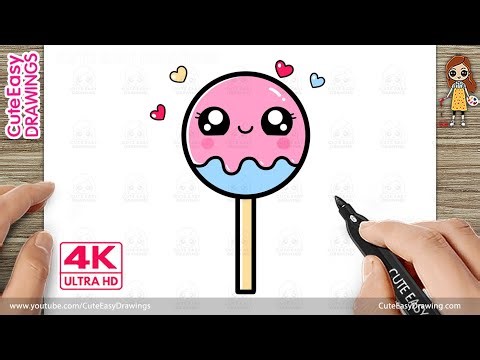 How to Draw a Cute Easy Kawaii Lollipop | Step-by-Step for Kids & Toddlers