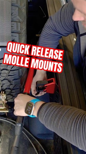 working with prototype quick release MOLLE mounts on our bedside racks to keep offroad gear secured!