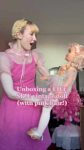 Unboxing a Life-Size 1960s Vintage Disney Princess Doll with Pink Hair