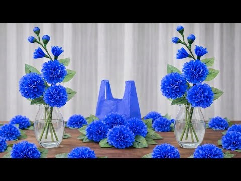How to make Realistic Plastic bag Flowers at Home | Simple DIY Tutorial#diy #plasticbagcraft #art
