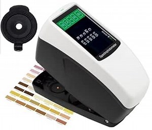 Spectrodensitometer Digital Color Density Meter Densitometer with Caliber 5mm 0.01 Accuracy dE*ab ≤0.02 Repeatability Mass Storage for Printing Packaging Silk Color Density Measuring Tool