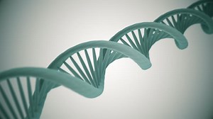 Download Science motion background animation with rotating DNA double helix strands. This genetics concept background is full HD and a seamless loop. for free