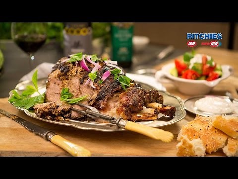Slow roast Greek style leg of lamb