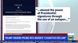 TRUMP ORDERS PROBE INTO BIDEN’S “COGNITIVE DECLINE”: President Trump says he wants to know if Biden aides covered up his mental state. ABC’s Andrew Dymburt reports. | World News Now