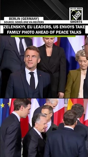 EU leaders, Ukrainian president and US envoys take family photo ahead of evening peace talks