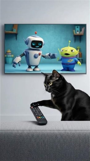Cat controls TV → only cartoons#cartoon #cat
