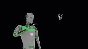 Download Robot look at Butterfly. for free