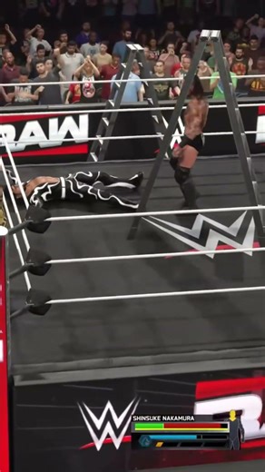 Aleister Black does a double ladder attack on shinskue #wwe2k25 #wwe #wwegaming