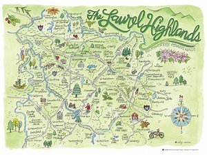 Laurel Highlands Map Art Print: Southwestern Pennsylvania Watercolor - Etsy
