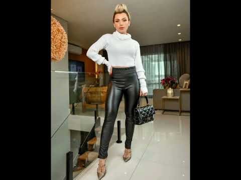 women's in leather Leggings pants outfits || leather outfits || Latex & Faux leather Leggings pants