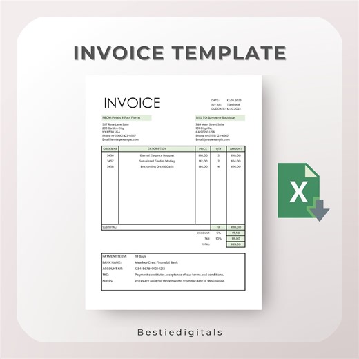モダンな請求書テンプレート：カスタマイズ可能なビジネス Excel（印刷可能） - Etsy 日本