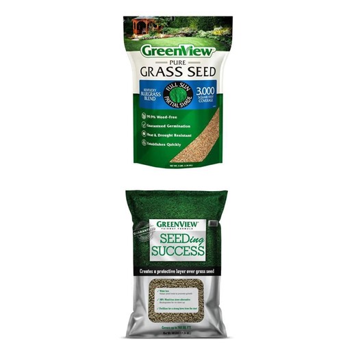 GreenView 38 lbs. Fairway Formula Mulch with Fertilizer and 3 lbs. Kentucky Bluegrass Blend Combo - The Home Depot