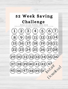 Weekly Saving Challenge Printable | 52 Week Saving Challenge | PDF Printable | Saving Tracker | Money Saving Tracker | Money Tracker - Etsy Canada