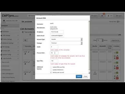 CWP - Admin Panel: Process, Inode and Open files Limits per User