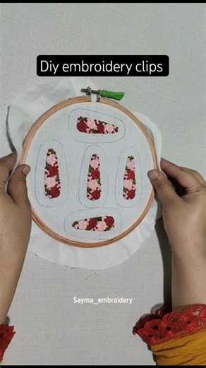 Embroidery Hair clips Tutorial 🪡#embroidery #handbroidery #handmade #threadart #shortviral #ytshort