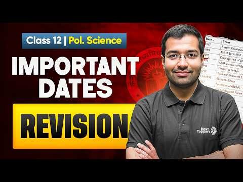 All Important DATES of Class 12 Political Science in One Shot | CBSE Board Exam 2026