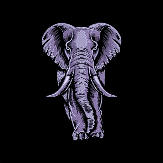 Purple Elephant Machine Embroidery Design - Elephant Embroidery Pattern - Colorful Animal Embroidery Files - 5 Sizes - Instant Download