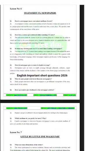 10th-Class English important questions with answers all chapter