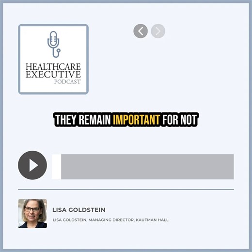 🎧 Listen to the new #podcast episode with Lisa Goldstein, managing director, Kaufman Hall: https://healthcareexecutive.org/podcast She explores financial trends in healthcare, how hospitals can consider bond ratings as part of their financial plans, and the strategic outlook for leaders. | American College of Healthcare Executives