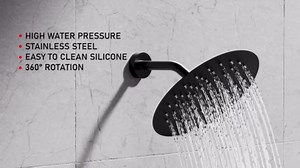 HUCKLE Shower Faucet Set with Shower Head, 8-Inch Black Shower Faucet with Valve, Single-Handle Rainfall Shower Head, Matte Black Shower Head for Bathroom