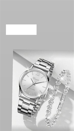 Fashionable Silver Alloy Strap Women’s Watch Set