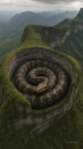 Guardian of the Hollow Mountain #Titanoboa #GiantSnake #MythicalCreature #MountainHole #FantasyLandscape #PrehistoricBeast #NatureEdit #EpicScenery #Cryptid #Mythology #LegendaryCreature #DigitalArt #MysteriousWorld | Nature.love