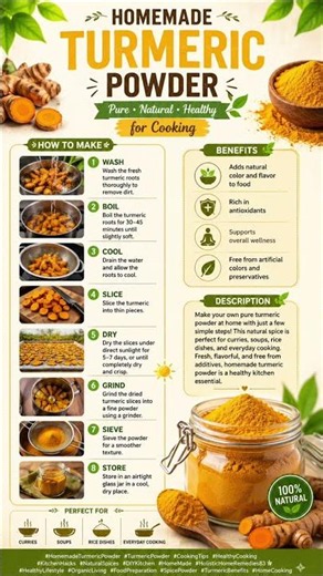 How to Make Homemade Turmeric Powder for Cooking 🌿✨ #viral #like #homeremedies