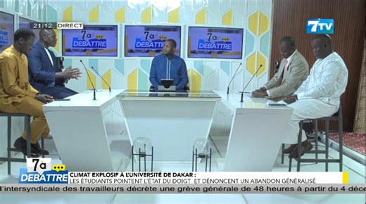 🔴[DIRECT] #7àdébattre: Climat explosif dans les universités, les étudiants chargent l'Etat Invités: Déthié DIOUF (VISA); WALY FAYE (Amicale FSJP); Ndème DIENG; Aliou FAYE (Cadre Administratif COUD) #7tvsoir #senegal #7TVcoud.snn #UCADOusmane SONKOOBassirou Diomaye Fayee | 7TV