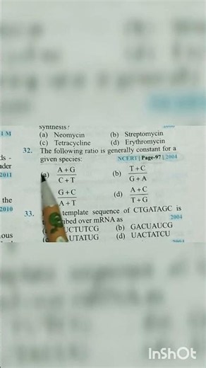 Pyq practice biology class 12th #molecularbasisofinheritance #pw #viralshort #neet #studywithme