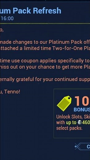 *FREE* 100% BONUS PLATINUM COUPON! 9 DAYS ONLY! #warframe