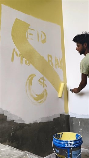 Starring wall painting on lite yellow colour #shorts #painting