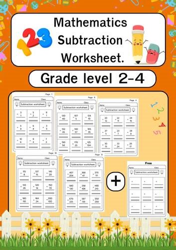 Subtraction worksheet.