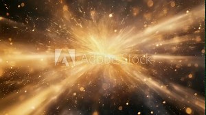 A vibrant image showcasing a burst of radiant golden light with numerous sparkles and beams radiating outward. The cosmic explosion effect elicits a sense of energy and wonder, filling the frame with