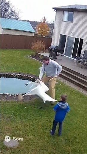 CCTV Footage: Swan Attacks Child Near Backyard Pond 🦢#CCTVFootage #SwanAttack