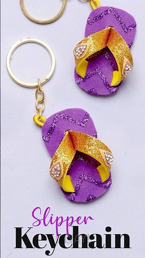DIY Cute Slipper Keychain ✨ #diy #craft #keychain