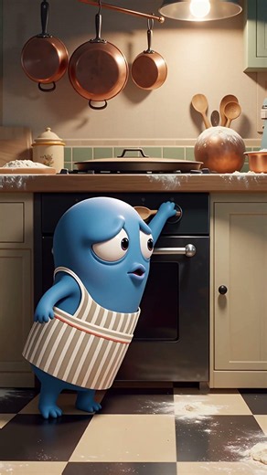 little blue monster baking #aicartoons #cartoonvideo