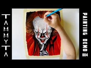 Acrylic Painting Demo | How To Paint a Creepy Clown | Time-lapse painting | Halloween Idea