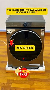 TCL 12/8KG ( C512WDG ) WASHER & DRYER WITH SMART DD MOTOR - FRONT LOAD WASHING MACHINE DETAILED REVIEW & ON BLACK NOVEMBER DEAL🔥🔥. Offer Price : KES 65,000. ✅Free Standing pads. ✅Free Washing Machine Cover . Specs: ✨Type: Front Load Washer & Dryer Combo ✨Washing Capacity: 12 KG ✨Drying Capacity: 8 KG ✨Motor Type: Smart Direct Drive (DD) Inverter Motor ✨Spin Speed: 1400 RPM ✨Display: LED Digital Display ✨Control Panel: Rotary Knob Touch Buttons ✨Programs: Multiple Wash & Dry Programs ✨Steam Fun
