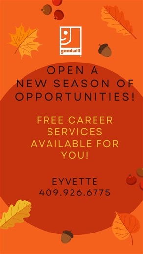 🍂 Ready to fall into your next job? Goodwill’s FREE career services make it easy—no stress, just success. #FallIntoSuccess #CareerGlowUp #GoodwillGoals #goodwilltxla | Goodwill Industries of Southeast Texas & Southwest Louisiana, Inc.