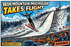 In 1943, Iron Mountain, Michigan, hosted massive crowds at Pine Mountain Ski Jump, then the highest ski slide in the world. This reel looks at how a mining town in the Upper Peninsula built an international winter sports landmark during World War II, drawing thousands despite rationing and uncertainty. A snapshot of Michigan grit, cold-weather courage, and early ski jumping history. | Thumbwind