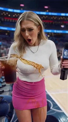 Thank goodness you didn’t splash juice on my shirt. 💦👕 #NBA #reporter #funnyvideo #ai #funny