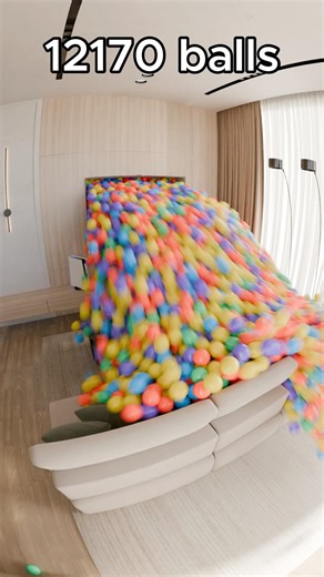 Cool living room filled with over 12000 balls 🔥 Intense blender simulation #blender #blender3d