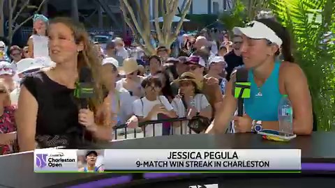 "I just want to entertain the crowd" 😂Jessica Pegula on her three set marathons in Charleston.#CharlestonOpen