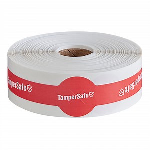 Choice TamperSafe 9" x 1 1/4" Customizable Red Paper Closed Dome Lid Tamper-Evident Drink Label with Band - 250/Roll