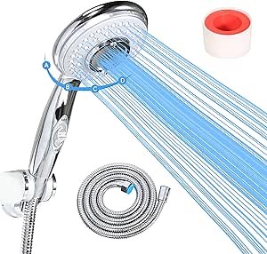 RV Shower Head with Hose and on off switch - High pressure shower head replacement for Bath room、RV、Motor home、Boat、Travel Trailer and Camper - with Stainless Steel 60'' Hose and bracket