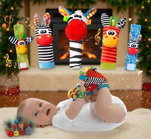 Deluxe Plush Colourful Baby Rattle Set, Playful Cute Luxury Wrist Rattle & Foot Finder Socks Giftset, 5 Piece Baby Development Sound Toyset. - Etsy UK