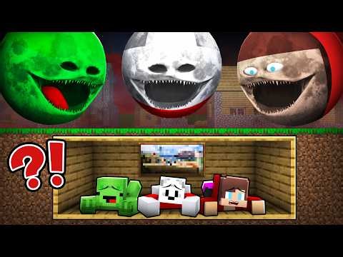 JJ, Mikey and Carrie Bunker vs Their SCARY MOONS in Minecraft! (Maizen)