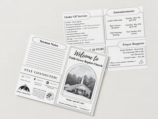 Editable Church Bulletin Template: Black and White Faith Design (PDF & Canva) - Etsy