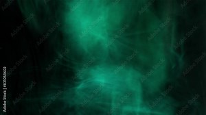 Fractal flame, gas, nebula, smoke or plasma. Looping abstract animation. Soft evolving curves. Background or screen saver. Green.