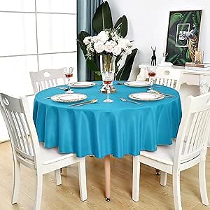 Teal Round Tablecloth - Waterproof Stain Resistant Wrinkle Free Turquoise Table Cloth, 210GSM Polyester Washable Wipeable Table Cover for Party, Banquet, Indoor and Outdoor (60 inch, Circle)